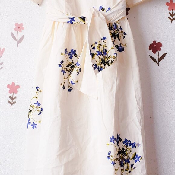 Midi Dainty Floral Dress |Square Neck Bow Tie Dress | Roolee - Picture 8 of 8